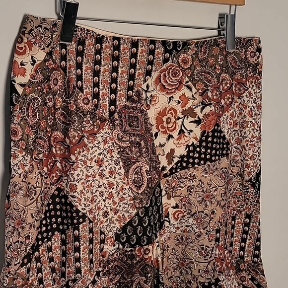Chaps Dark Floral Patchwork Print Skirt Sz M Y2K Bohemian - Picture 2 of 8